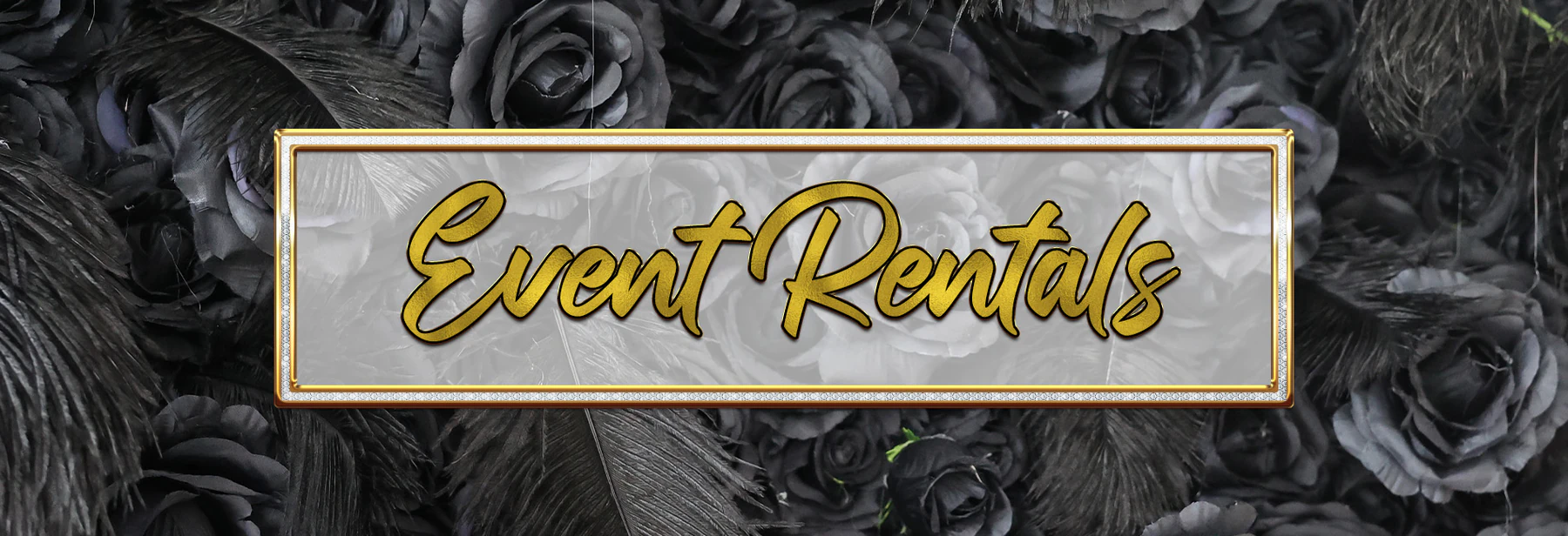 Range of event rental items including floral backdrops, signage and lighting for a New York City event