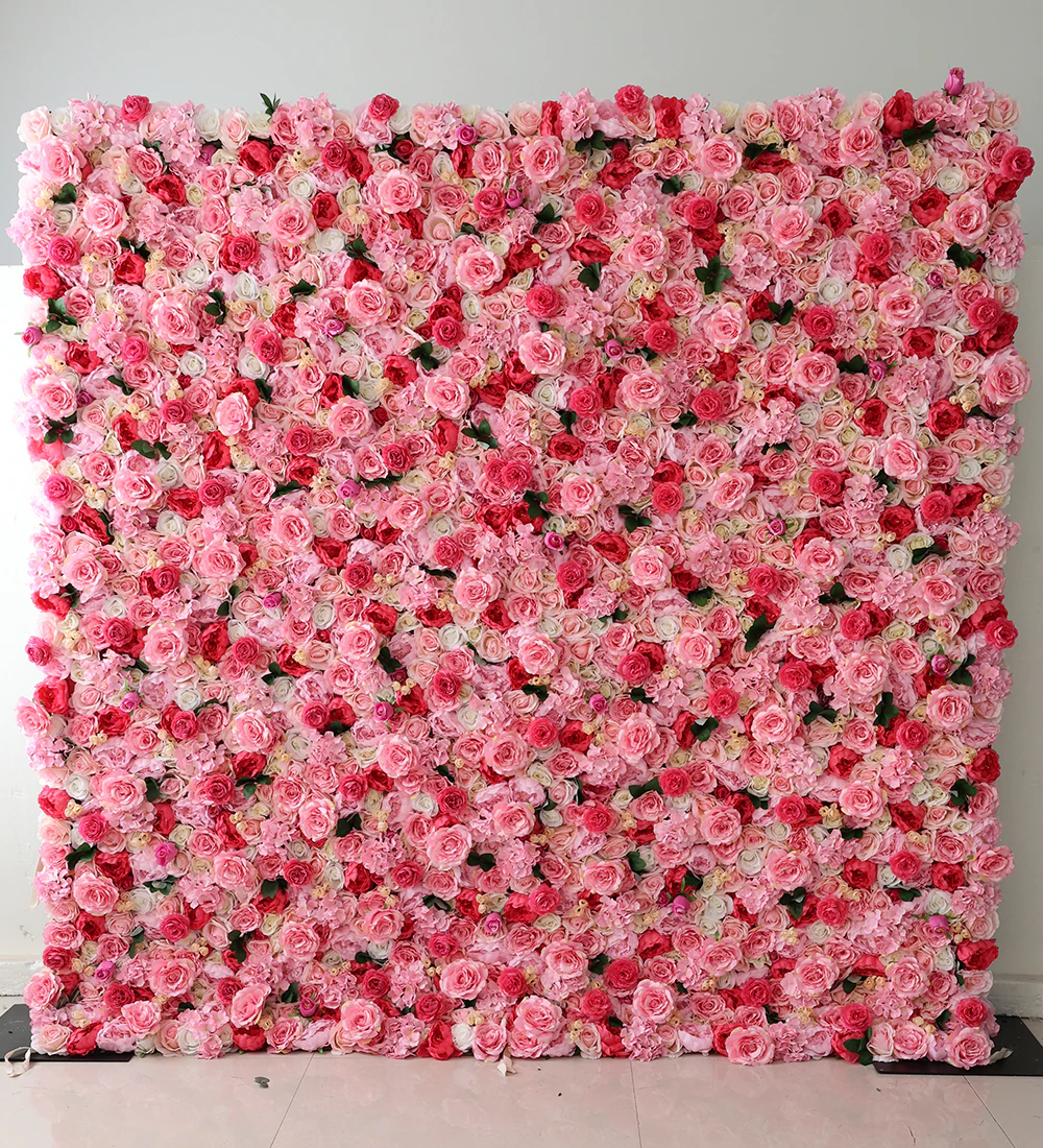 American Lady flower wall rental — rich pink & white floral backdrop for New York City events