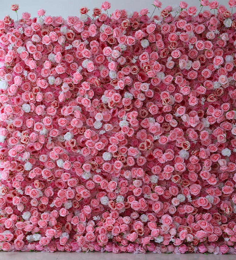 Barbie Pink flower wall rental — hot pink floral backdrop for New York City events
