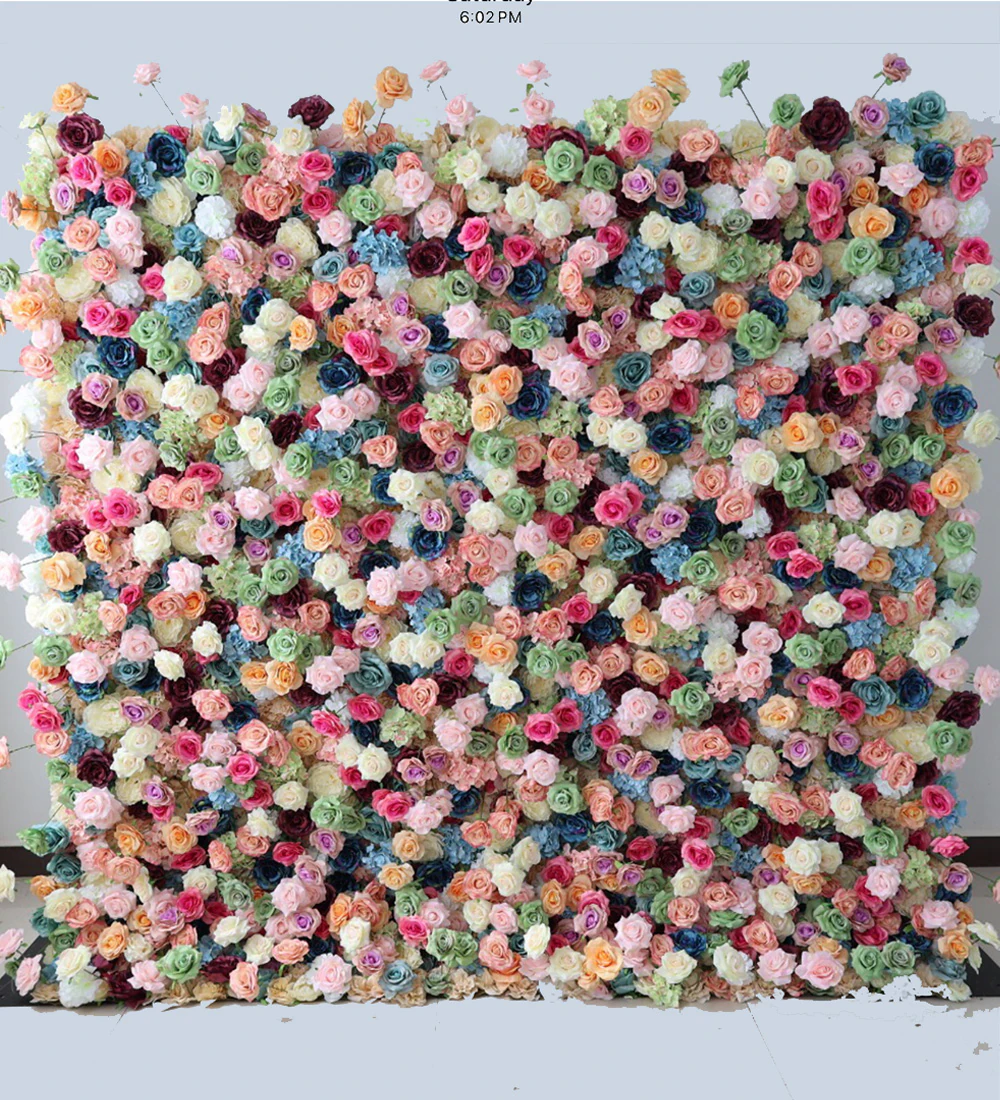 Creamsicle flower wall rental — soft multi-colour floral backdrop for New York City events