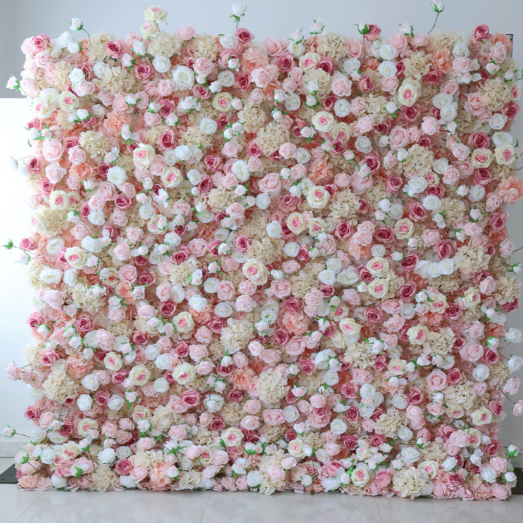 Jasmin flower wall rental — white, pink & green floral backdrop for New York City events