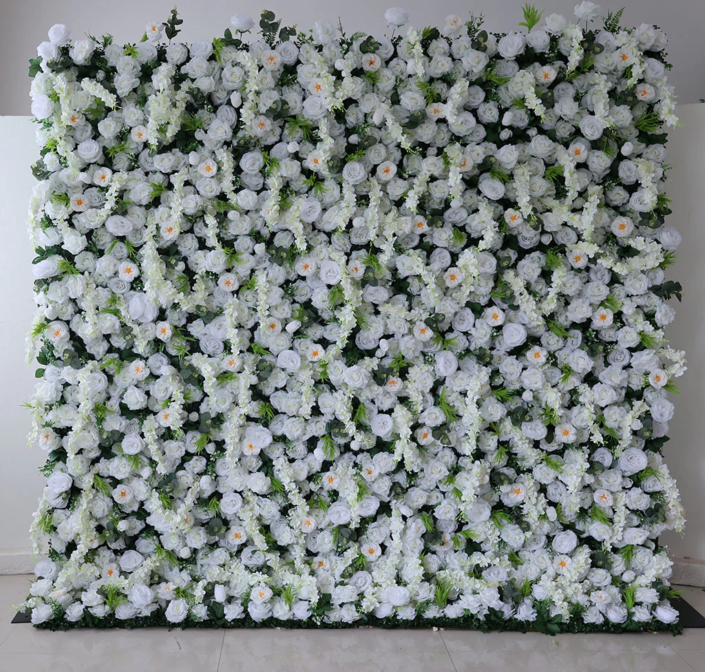 Chloe’s Joy flower wall rental — white & greenery floral backdrop for New York City events