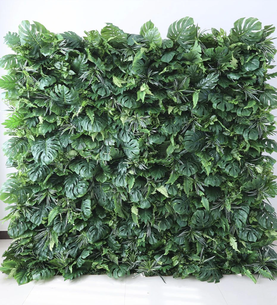 Pam flower wall rental — tropical green floral backdrop for New York City events