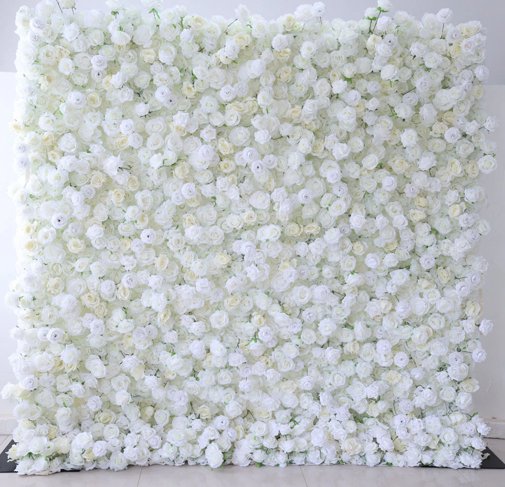 Purity flower wall rental — white floral backdrop for New York City events