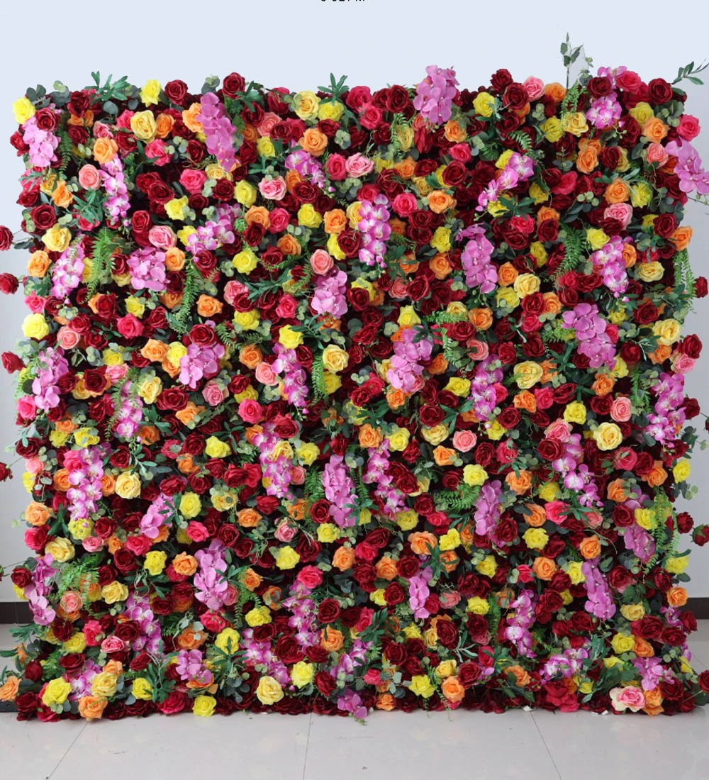 Rio flower wall rental — bright multi floral backdrop for New York City events