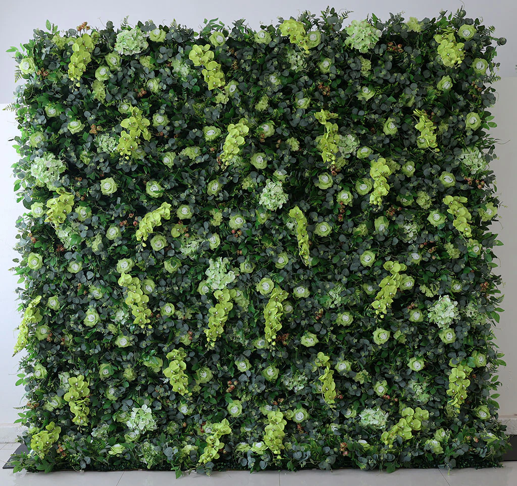 Tailed Jay 2.0 flower wall rental — mixed greenery floral backdrop for New York City events