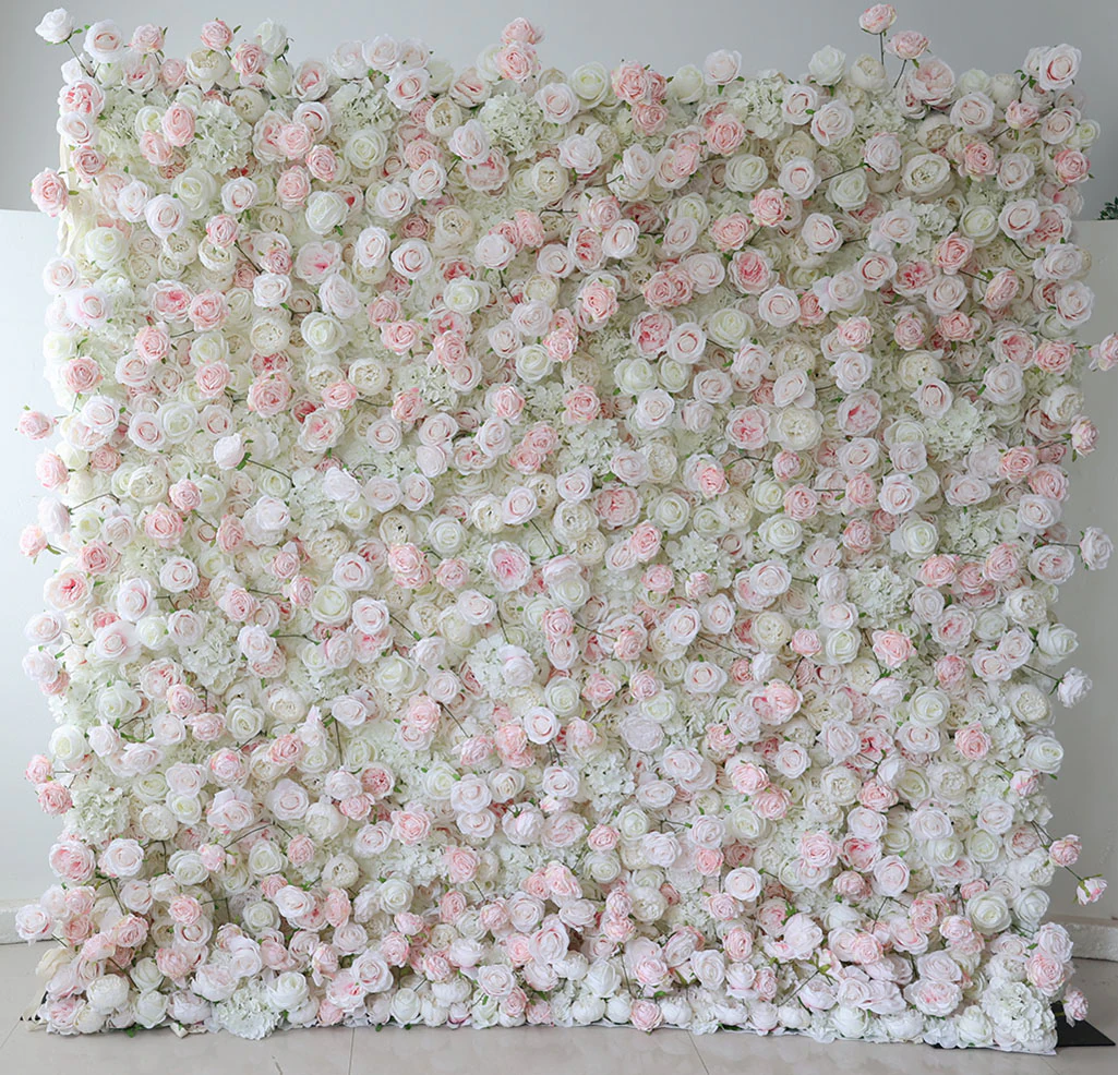 White Pink Blush flower wall rental — neutral & blush floral backdrop for New York City events